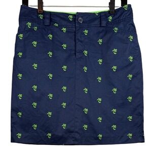 LILLY PULITZER Snappy Skirt, Palm Beach Print, 100% Cotton Chino Skirt, Size 2